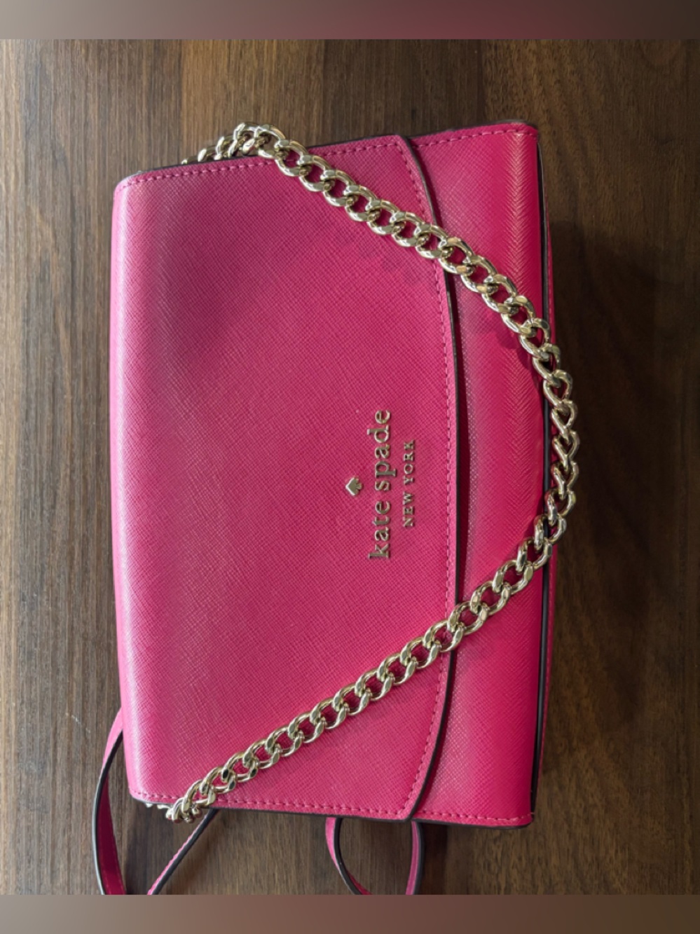 kate spade Hot Pink Crossbody with Gold Chain